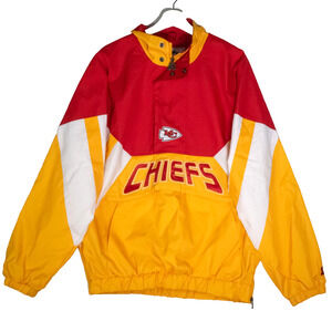 Kansas City Chiefs Jacket Starter Half Zip Pullover Red Yellow Mens Size M Retro